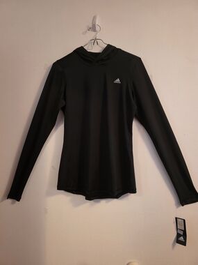 Adidas Golf UPF 50 Black Hooded Performance Top Long Sleeve Size S NWT